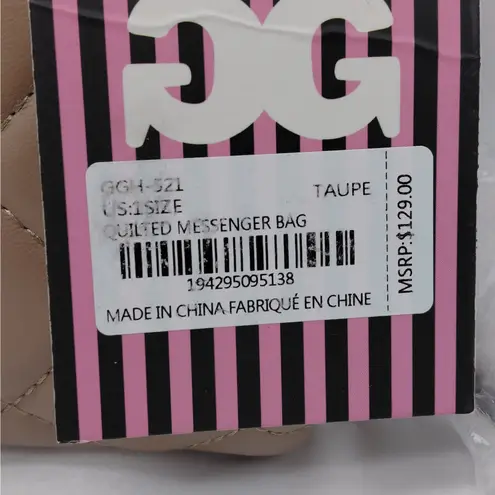 Gilda Paris Mini Quilted Messenger Bag Crossbody Shoulder Bag Taupe Party Tan