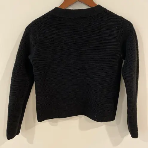 Club Monaco Black Ribbed Textured Wool Blend Sweater Size S