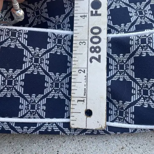 Emporio Armani Vintage Handbag Fabric Blue/White Made In Italy Purse Leather