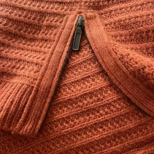 Garnet Hill Red Lambswool Angora Blend Side Zip Sweater Terracotta Orange Small