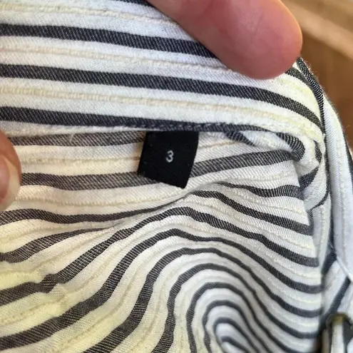 The Kooples Striped Lace Up Long Sleeve Blouse Ecru Size 3 (Large)