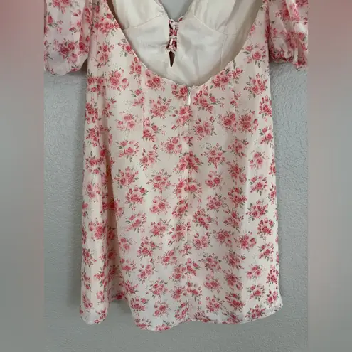 Revolve More To Come Sherrie Puff Sleeve Pink Floral Mini Dress size XS $78