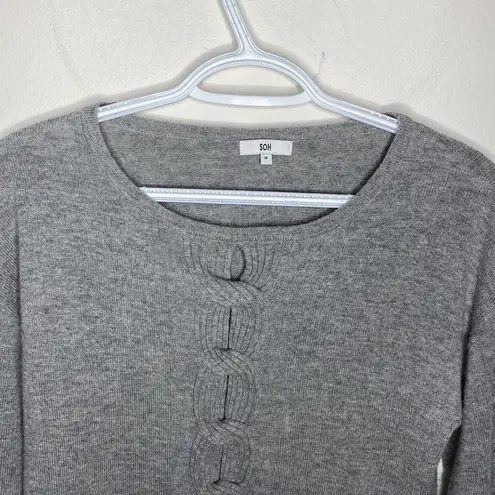 SOH cashmere merino blend cable pullover in fog hue size S Gray
