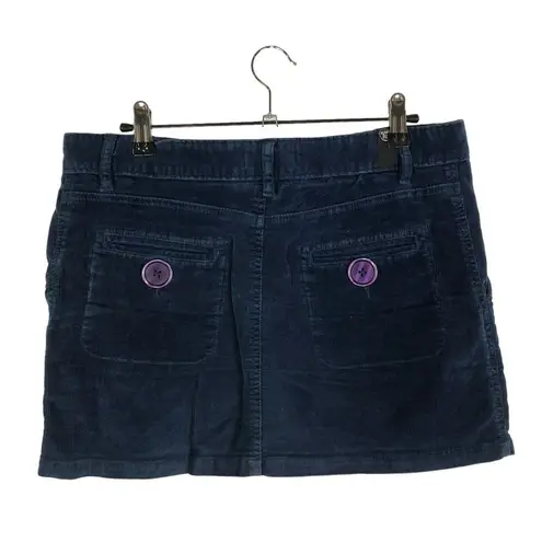 Vintage Y2K Mambo Navy Blue Purple Button Corduroy Micro Mini Skirt 8