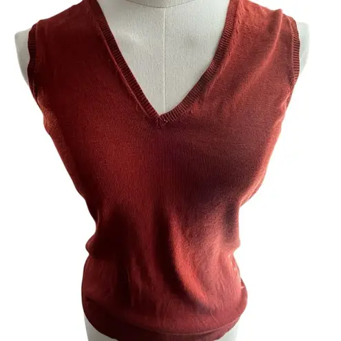 Harold's Silk Cotton Sweater Vest XS Burnt Orange Preppy Academia Vintage Knit