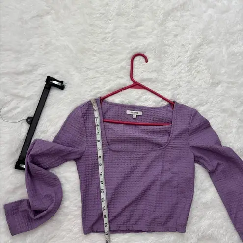 Madewell  Squared Neck Textured Long Sleeve Crop Top Size M