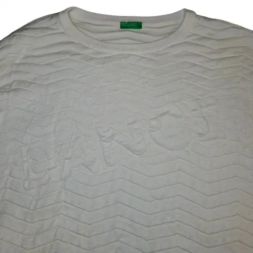 United Colors Of Benetton ‘DANCE’ Cream Crew Neck Sweater Size M Chevron Texture
