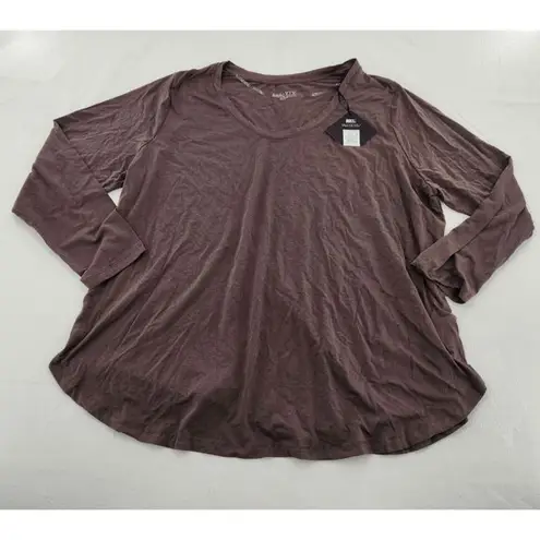 Ava & Viv  Womens Plus Size 3X Long Sleeve V-Neck Dark Taupe Shirt