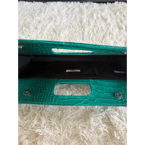 Emerald Green Crocodile Embossed oversized Clutch Bag Handbag Structured