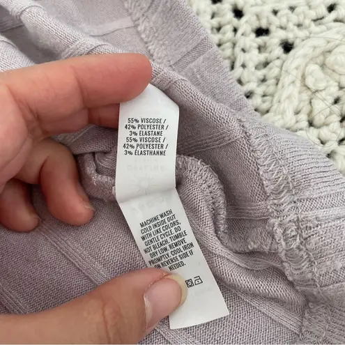 Aerie  Offline Ribbed Knit Long Sleeve Pullover Top Lavender (Medium) crop preppy