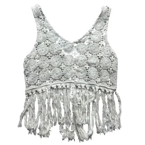 Shyanne Crochet Fringe Cream Top