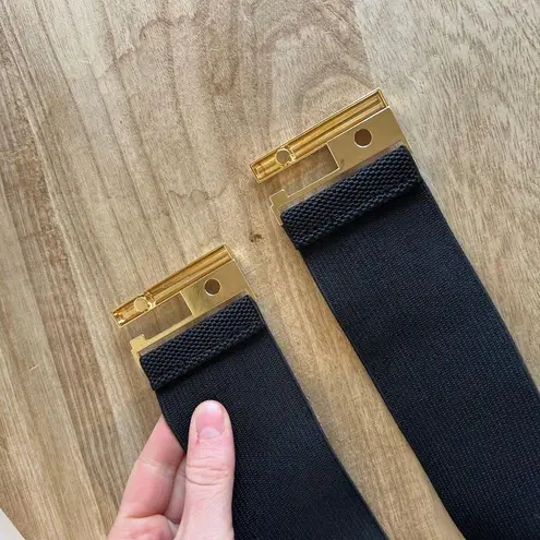 Black Thick Wide Stretchy Golden Slide Buckle Belt Size Small