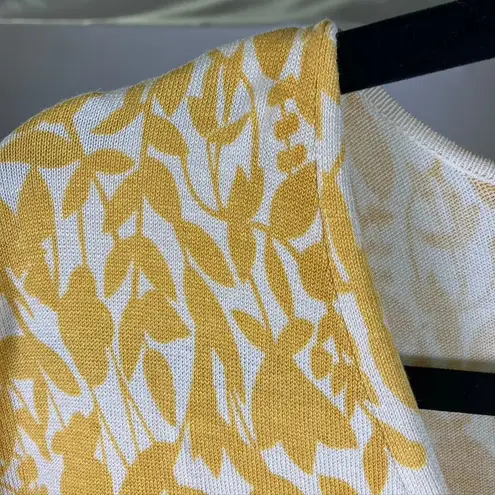 JILLIAN JONES Floral Silk Blend Cardigan Button Front Top Womens S Vintage Yellow