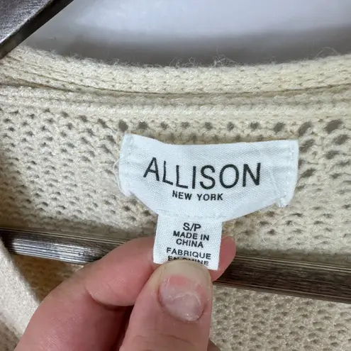 Allison New York Sweater S Beige Crochet Open Knit Boho Feminine Cottagecore Tan