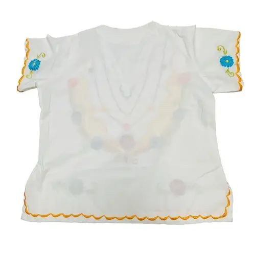 Floral Embroidered Ethnic Festival Asian Scallop Design Vintage 80’s Boho Top Size undefined