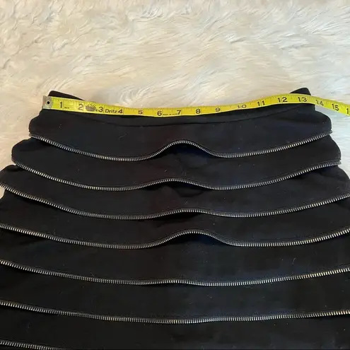 Aryn K . Zipper teeth medium Skirt Ruffle Trim Ponte Mini Skirt Black unique