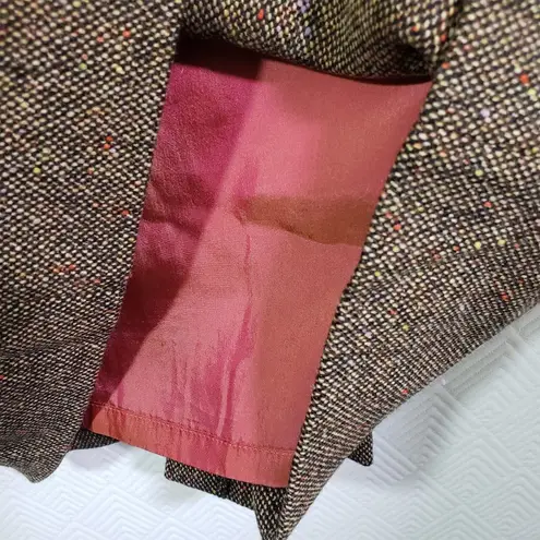 Vintage KENZO JUNGLE Size 8 Brown, Pink Tweed Wool Blend Embroidered Skirt Brown