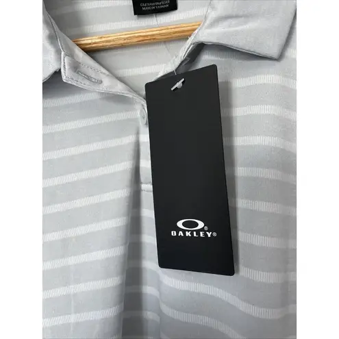 Oakley Women’s Short Sleeve Polo Shirt Grey Stripe M Golf Casual