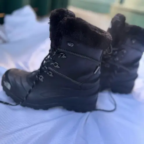 The North Face  Women's Black Fur-Lined Winter Boots