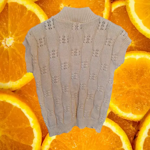 Kate Collins Yellow Knit Short Sleeve Sweater Made in the USA