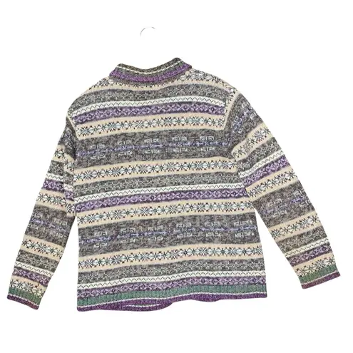 Tiara International VINTAGE 90s TIARA Fair Isle Zip Up Cardigan