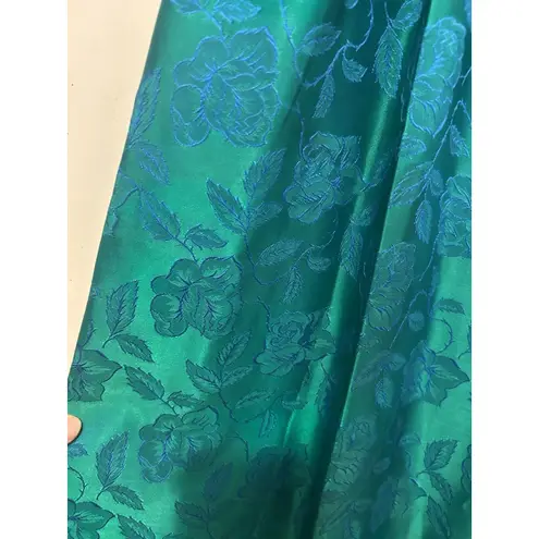Vintage 1950's Original blue green brocade form fitted long gown Costume Theater Size 00