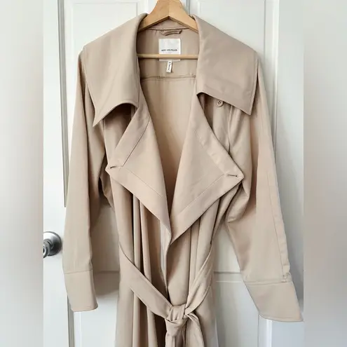Avec Les Filles Tan Trench Coat Lightweight Drape Belted Jacket Size 2X