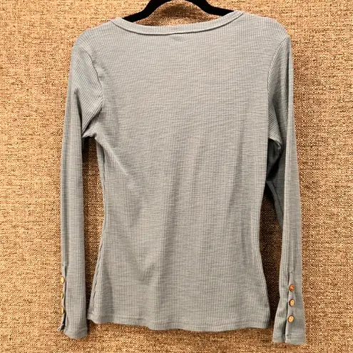 Womans Henley Top Medium Y2K Bella Swan Elena Gilbert Ribbed Knit Green