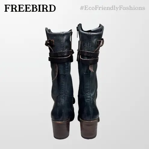 FREEBIRD by Steven  Caden Womens Black & Brown Leather Faux Leather Boots Size 8