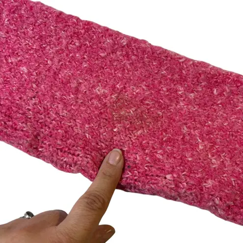 John fee Magic Women's Coral Textured Knit Sweater Boat Neck Ruffled Trim Large Pink