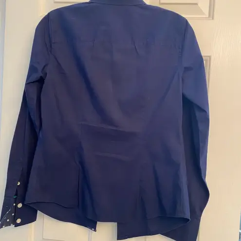 IZOD Button Down Long Sleeve Cotton Blend Navy Shirt XS