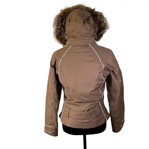 Nils Brown Belted Jacket with Faux Fur Hood Women's Size 6