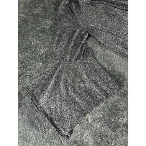 Slinky Brand Black with Gold Metallic Shimmer Flare Sleeve Top Size 1X