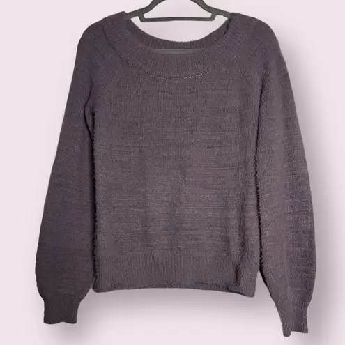 Made With Love Purple Fuzzy Scoop Neck Sweater Large