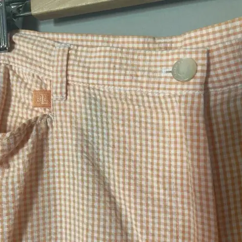 Ralph Lauren  Coral Peach Gingham ButtonShort Sleeve Shirt Pants Set Size‎ M /12