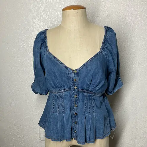 Pilcro Short-Sleeve Flouncy Babydoll Top Size 6