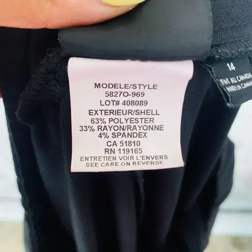 Tribal Women's Black wide leg pull on dress pants trousers size 14 slacks career