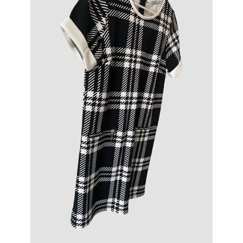 Women’s Plaid Shift Dress ValleyGirl Size M/L Zipper Accents Polyester Back Zip Black