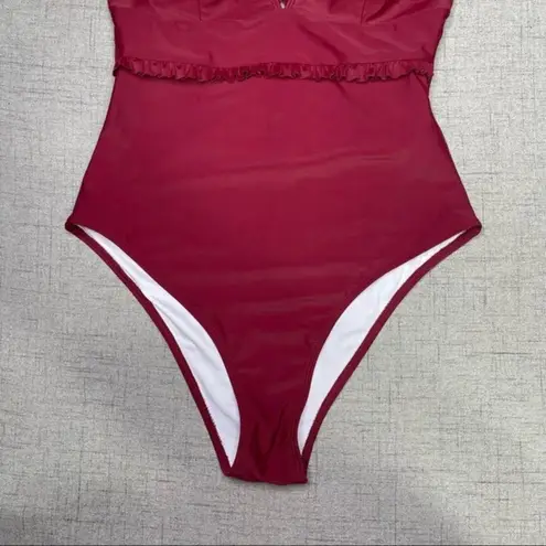 Cupshe  Ruffle One Piece Swimsuit Red Maroon Small Nwt