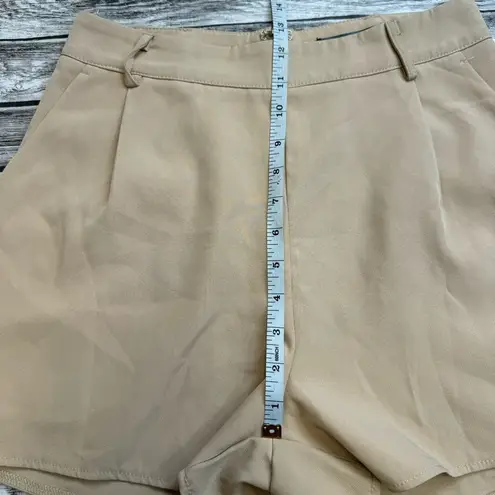 Missguided Women's Tailored Basic Shorts 6 Beige Tan Light Brown High Rise Pleat