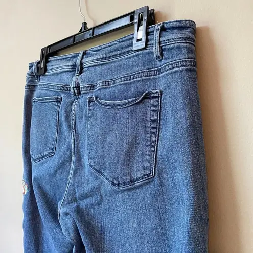 J.Jill  Womens Size 10 Tall Authentic Fit Embroidered Floral Cropped Denim Jeans