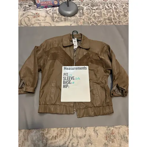 Comint Genuine Leather Suede Mix Bomber Jacket Mens Size Medium Brown Vintage