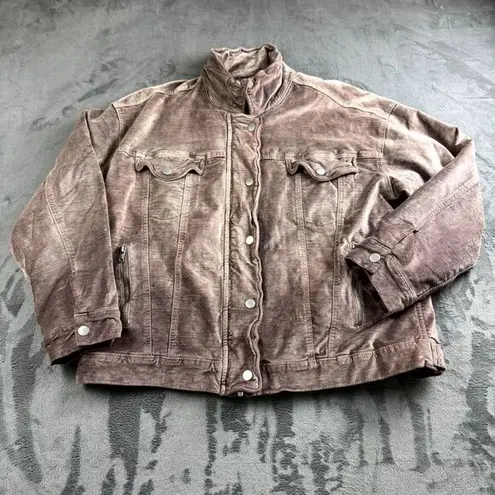 Free People  Womens Jacket Size M/L Trucker Velour Heavy Unique Boho Retro Lined