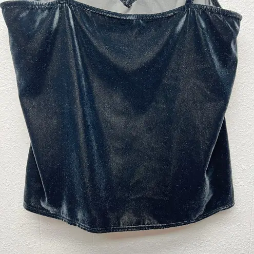 Womens Velvet Cropped Top Size S/M Whimsygoth Emo Punk Witchy 90s Y2K Inspired Black