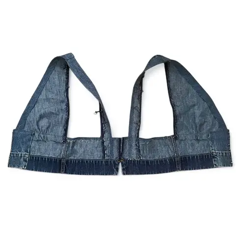 Reworked Denim Crop Top Blue