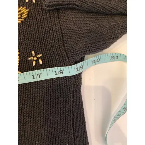 Vintage Black Bedazzled Sweater Sequins Beads Jewels EUC Sz M Knit Pullover Size M