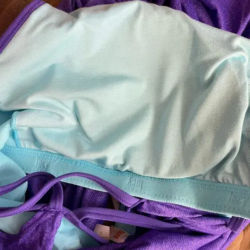 Lucy Feel the Beat Strappy Singlet Workout Tank Top Purple Blue Womens XL new