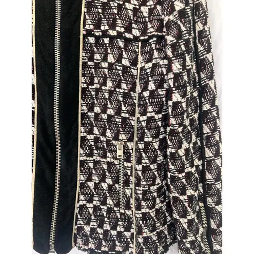 IRO Kamber Red Tweed Knit Zipper Leather Trim Moto Jacket Size 40 Career Office