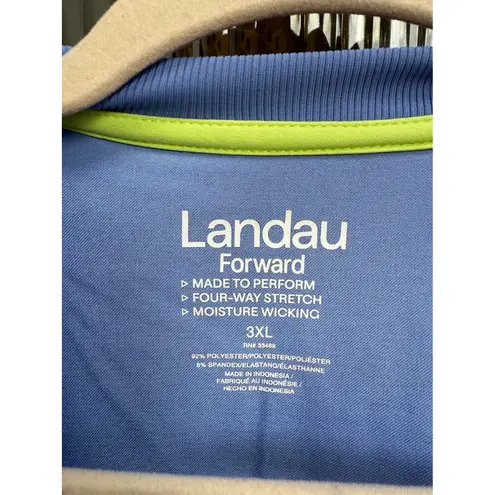Landau Forward Curved Hem Tuck In V Neck Scrub Top Onward Journey Size 3XL Blue Size 3X