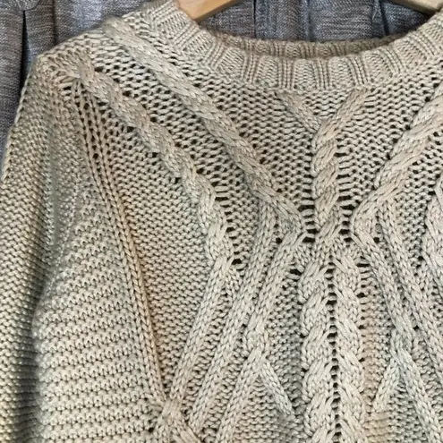 525 America  Cream Chunky Cable Knit Acrylic, Wool & Cashmere Blend Sweater XS